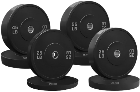 French Fitness Olympic Black Bumper Plate Set 320 lbs - Blank (New)