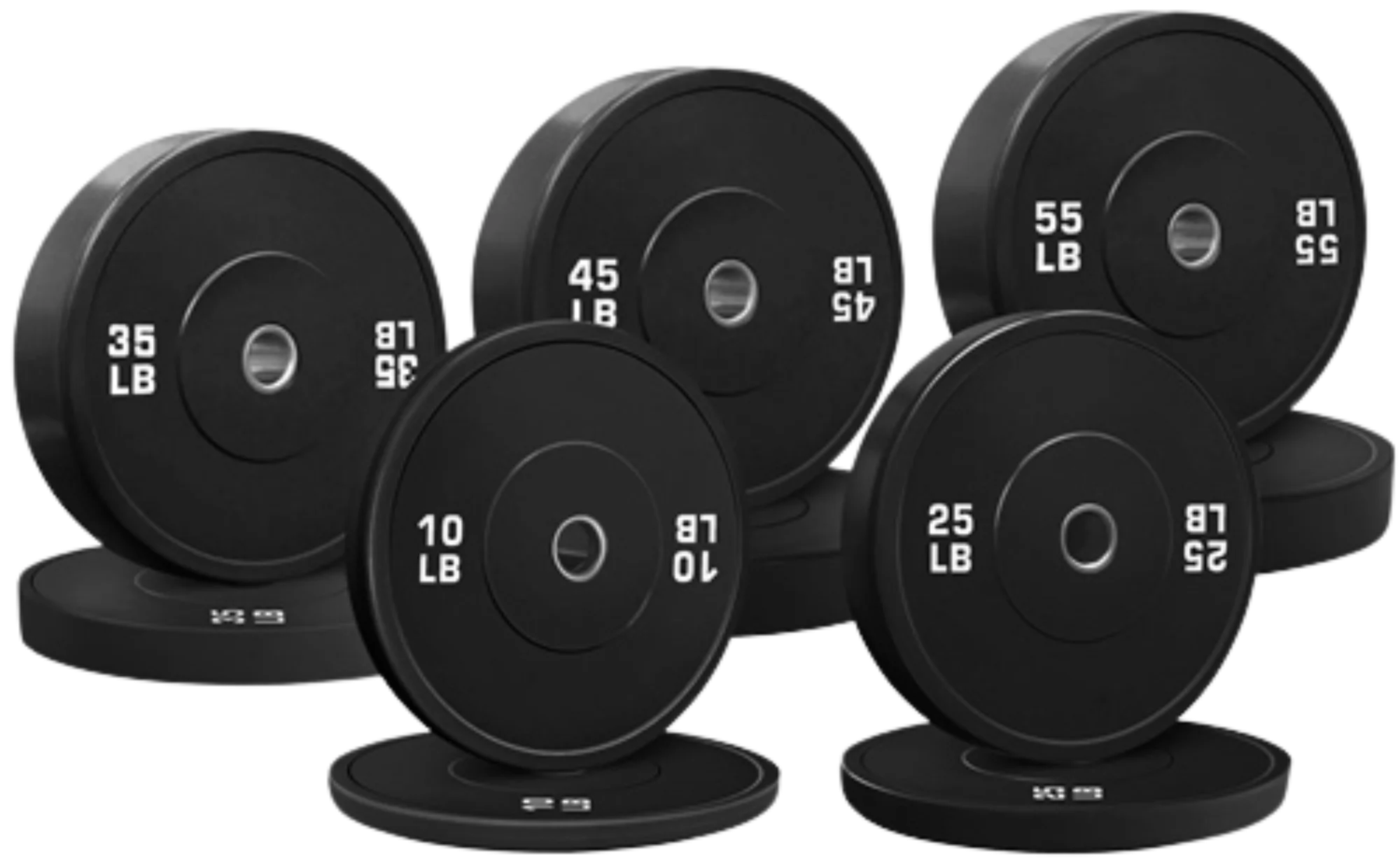 French Fitness Olympic Black Bumper Plate Set 340 lbs - Blank (New)
