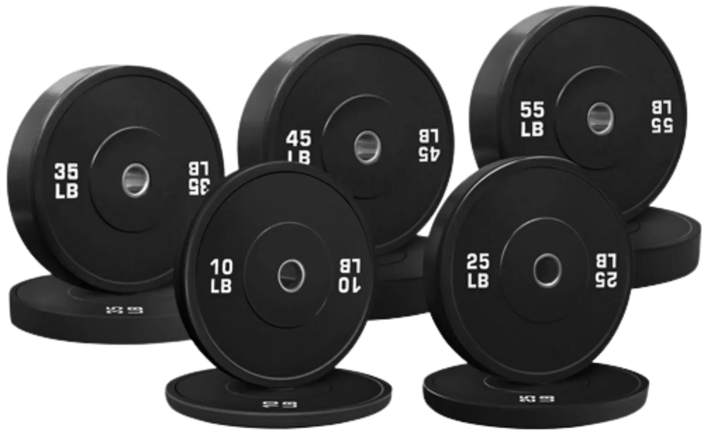 French Fitness Olympic Black Bumper Plate Set 340 lbs - Blank (New) Image