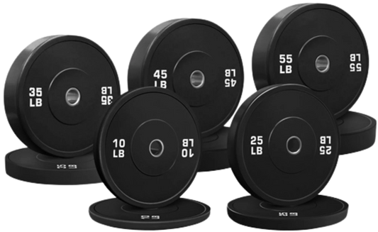 French Fitness Olympic Black Bumper Plate Set 340 lbs - Blank (New)