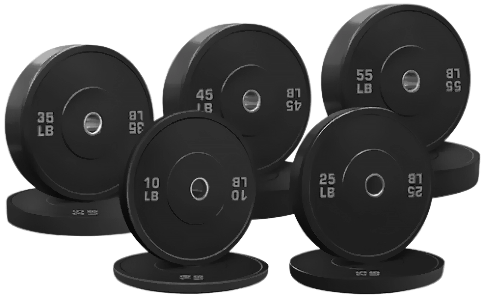 French Fitness Olympic Black Bumper Plate Set 340 lbs - Blank (New)