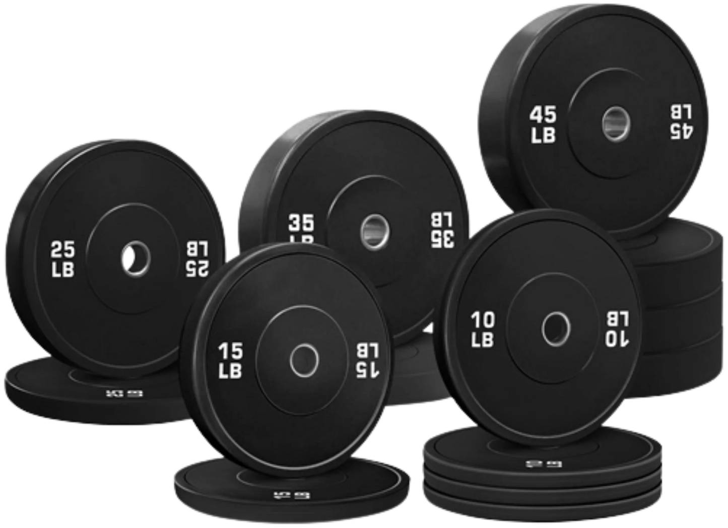 French Fitness Olympic Black Bumper Plate Set 370 lbs - Blank (New)