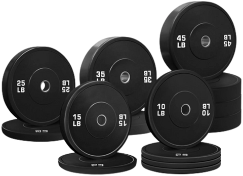 French Fitness Olympic Black Bumper Plate Set 370 lbs - Blank (New)