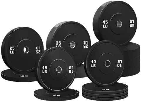 French Fitness Olympic Black Bumper Plate Set 370 lbs - Blank (New)