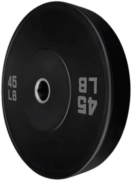 French Fitness Olympic Black Bumper Plate 45 lbs - Blank (New)