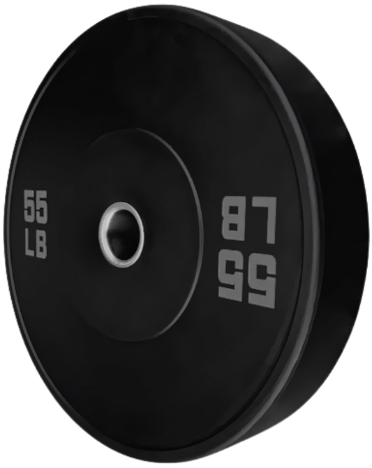 French Fitness Olympic Black Bumper Plate 55 lbs - Blank (New)