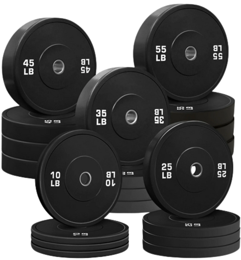 French Fitness Olympic Black Bumper Plate Set 680 lbs - Blank (New)