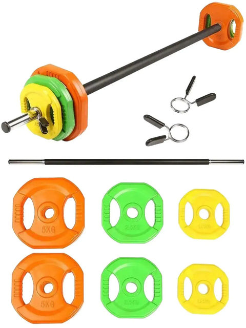French Fitness - Aerobic Barbell & Weight Plate Set of 1  (New) - Front View