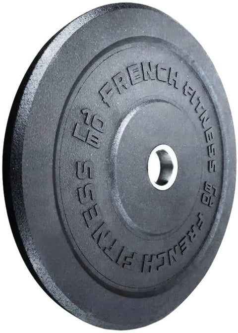 French Fitness Olympic Bumper Plates Set w/7 ft Olympic Bar 515 lbs - Crumb Rubber (New)