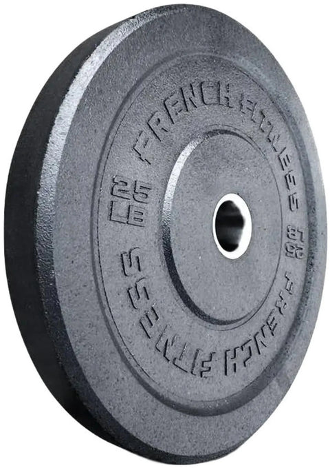 French Fitness Olympic Bumper Plates Set w/7 ft Olympic Bar 515 lbs - Crumb Rubber (New)