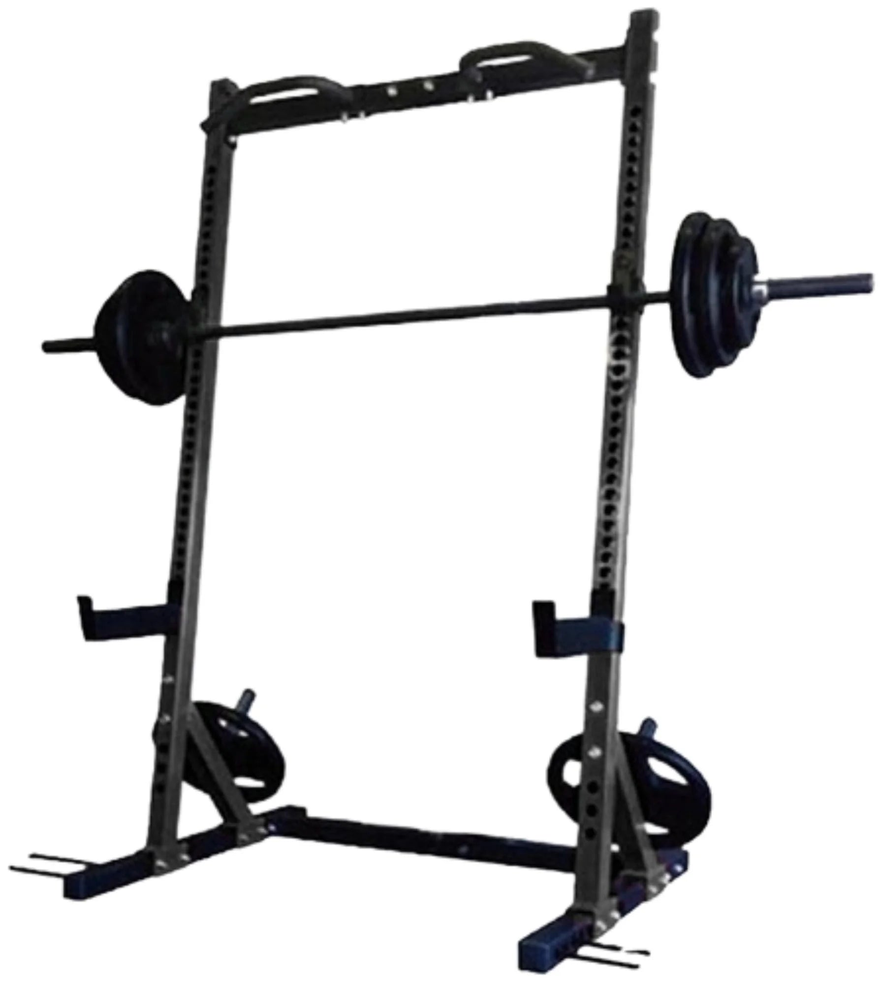 French Fitness Colored Rubber Grip Weight Plate Set w/7 ft Bar 305 lbs + Rack + Bench (New)
