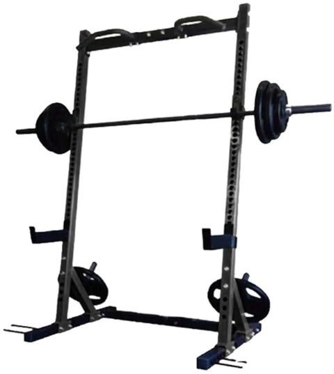 French Fitness Colored Rubber Grip Weight Plate Set w/7 ft Bar 305 lbs + Rack + Bench (New) Image 2
