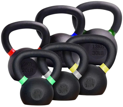 French Fitness Cast Iron Kettlebell Set 5-30 lbs (New) Image