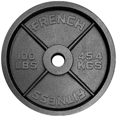 French Fitness Cast Iron Olympic Weight Plate V1 100 lbs (New)