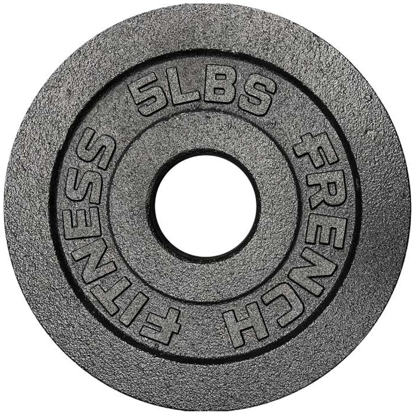 French Fitness - Cast Iron Olympic Weight Plate V1 Set w/7 ft Olympic Bar 235 lbs (New) - Side View