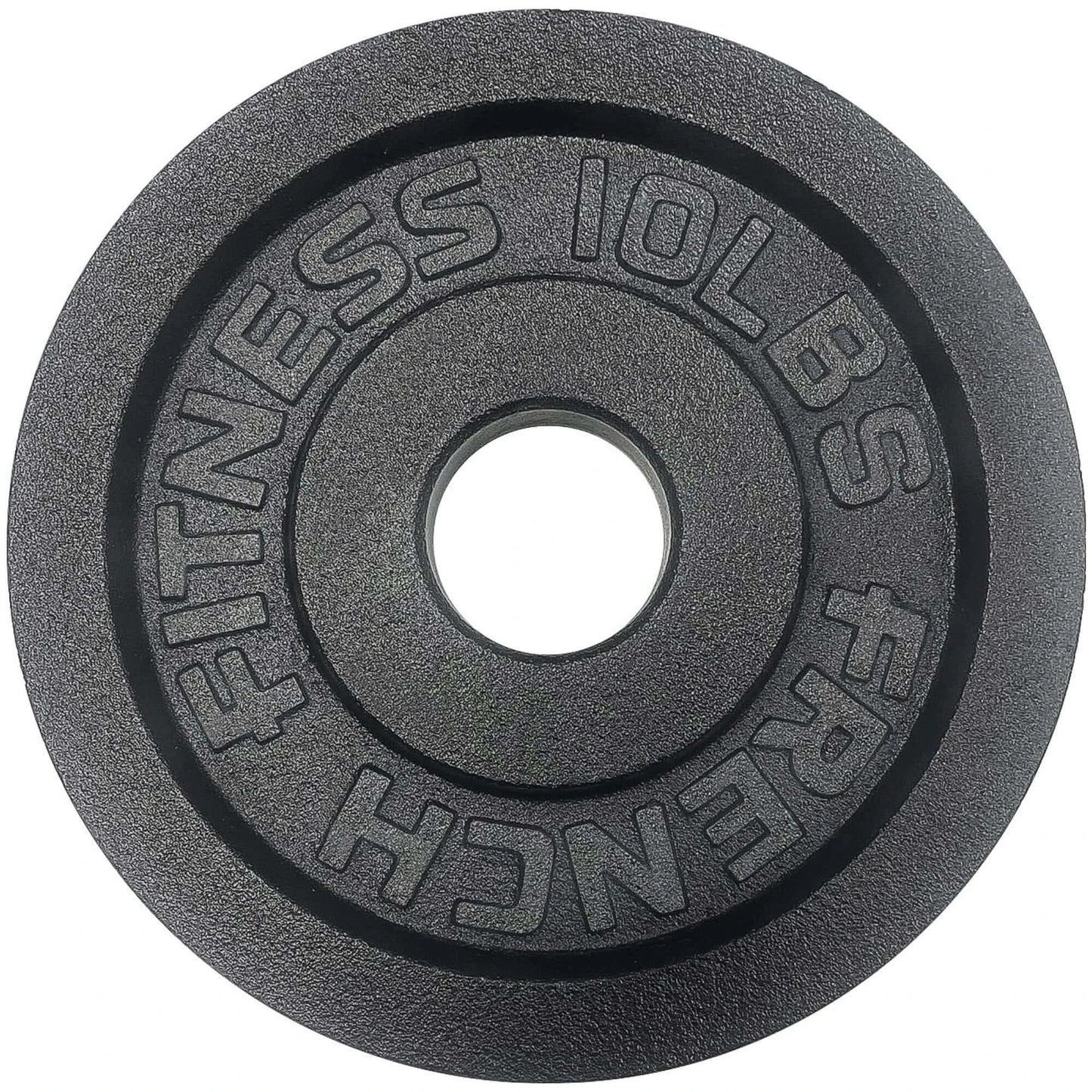 French Fitness - Cast Iron Olympic Weight Plate V1 Set w/7 ft Olympic Bar 235 lbs (New) - Side View