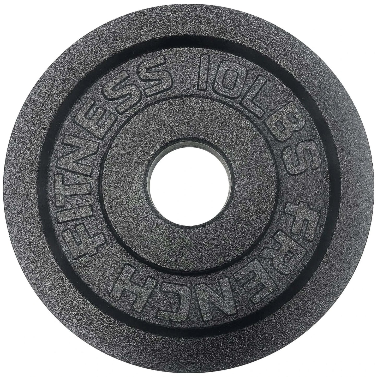 French Fitness - Cast Iron Olympic Weight Plate V1 Set w/7 ft Olympic Bar 305 lbs (New) - Side View