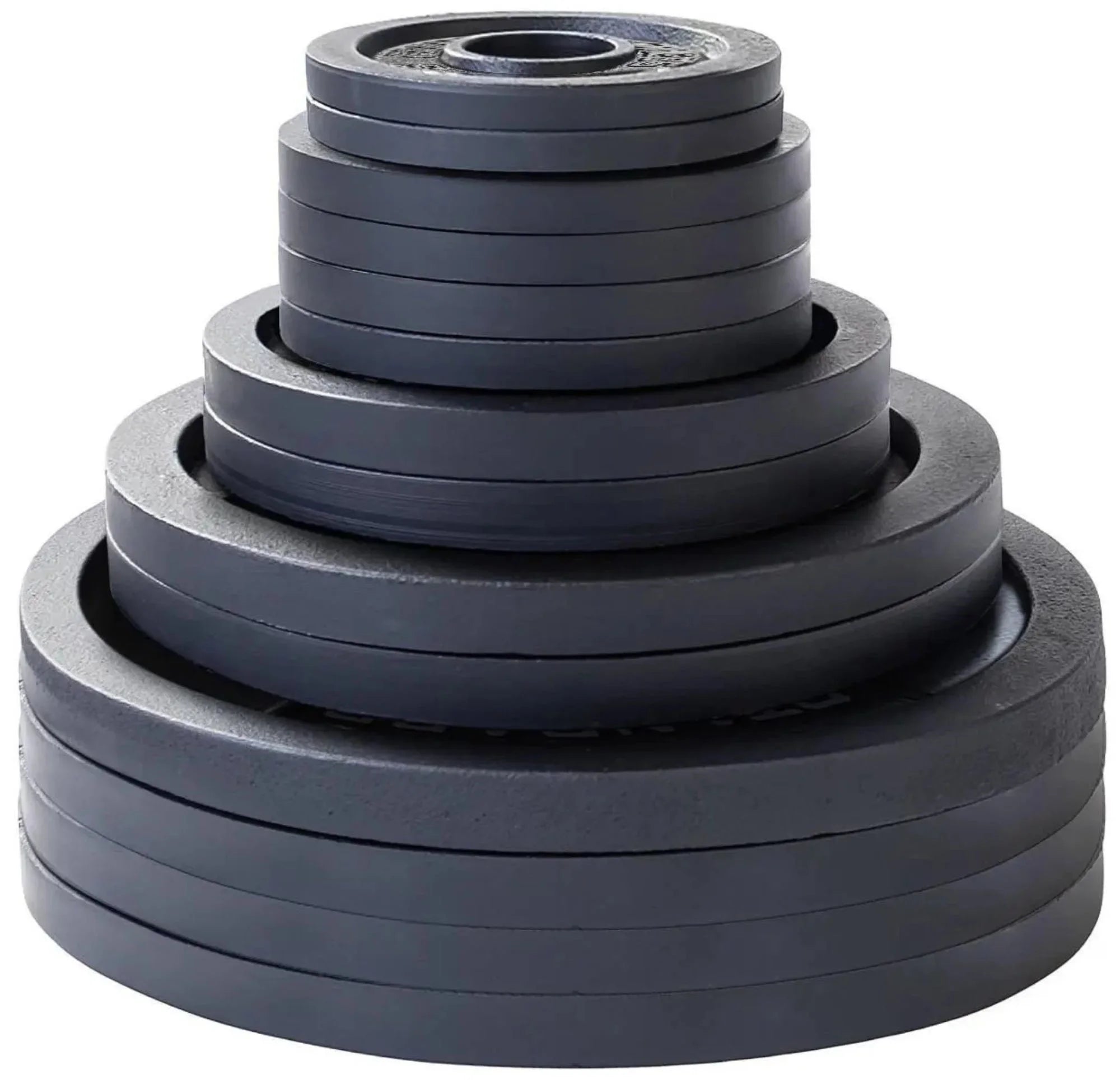 French Fitness Cast Iron Olympic Weight Plate V1 Set w/7 ft Olympic Bar 395 lbs (New)