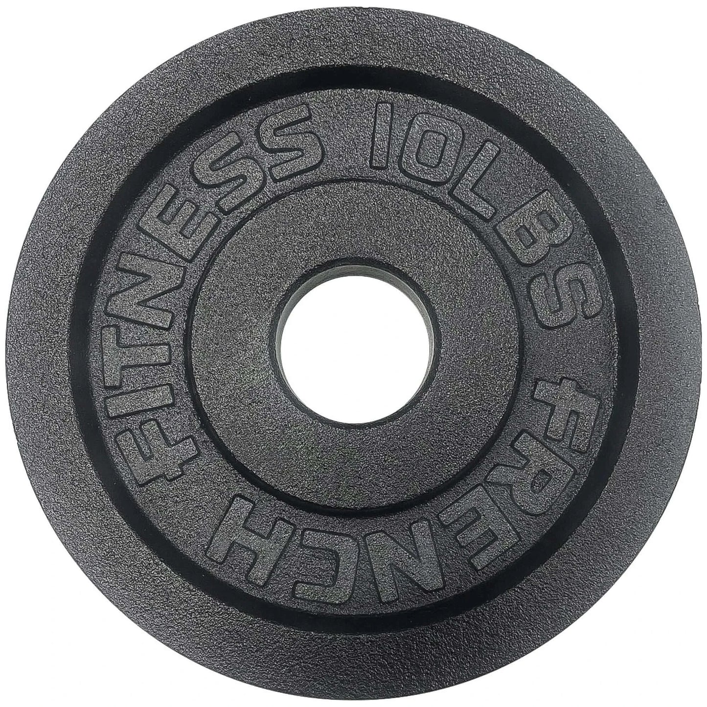 French Fitness - Cast Iron Olympic Weight Plate V1 Set w/7 ft Olympic Bar 395 lbs (New) - Side View