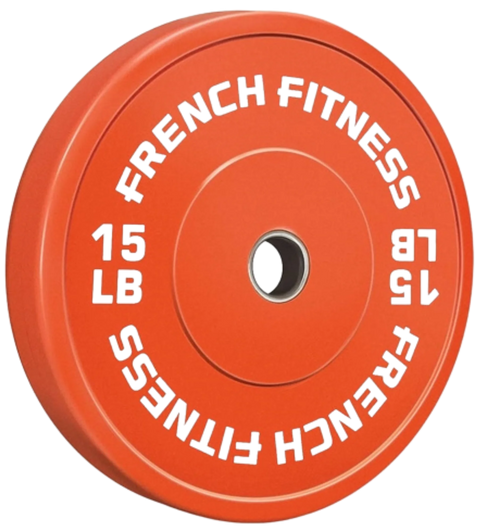 French Fitness Olympic Colored Bumper Plate 15 lbs (New)