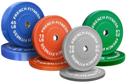 French Fitness Olympic Colored Bumper Plate Set 190 lbs (New)