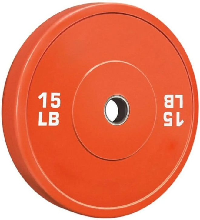 French Fitness Olympic Colored Bumper Plate Set 190 lbs - Blank - Angled View