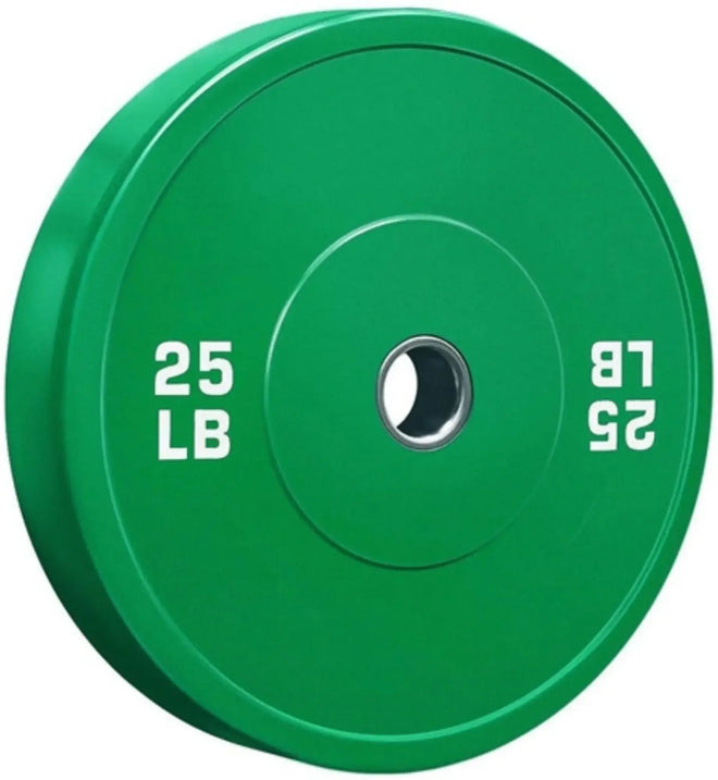 French Fitness Olympic Colored Bumper Plate Set 190 lbs - Blank - Angled View