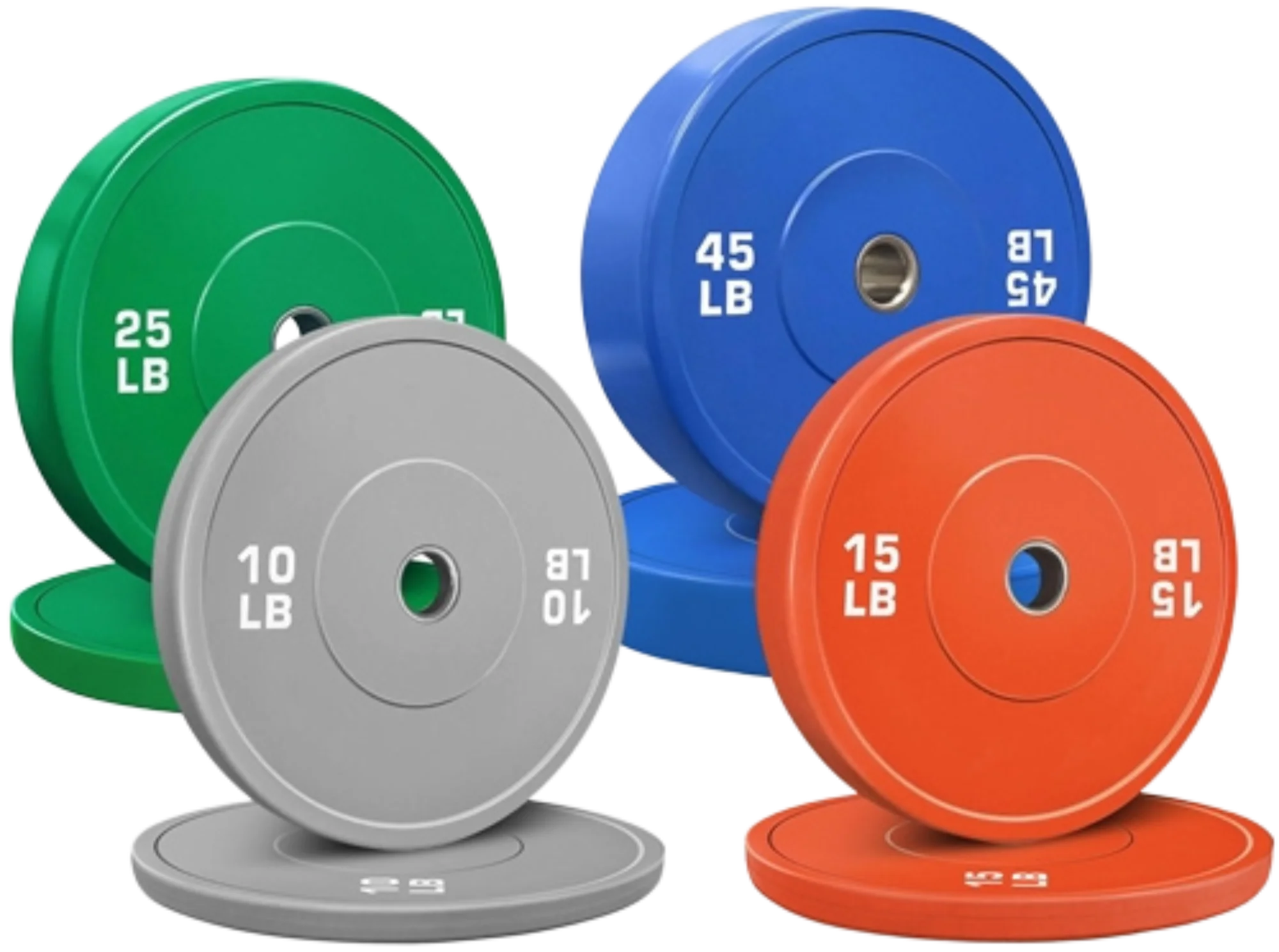 French Fitness Olympic Colored Bumper Plate Set 190 lbs - Blank (New)