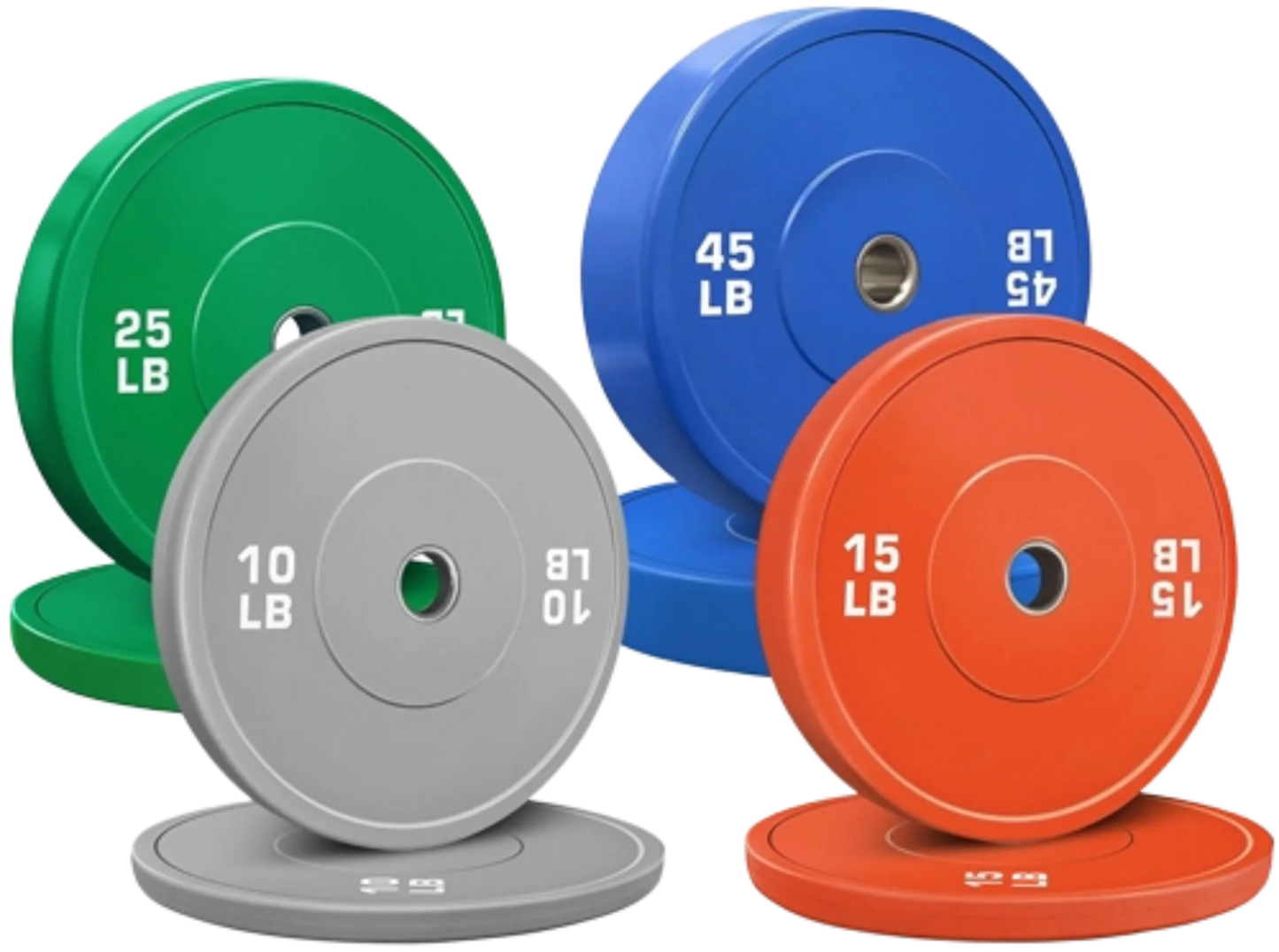 French Fitness Olympic Colored Bumper Plate Set 190 lbs - Blank (New)