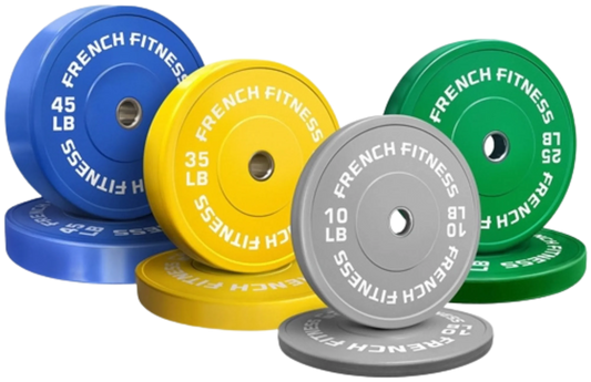 French Fitness Olympic Colored Bumper Plate Set 230 lbs (New) Image