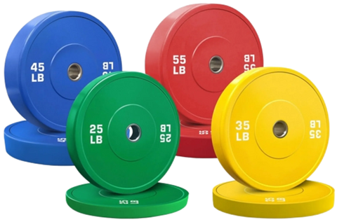 French Fitness Olympic Colored Bumper Plate Set 320 lbs - Blank (New)
