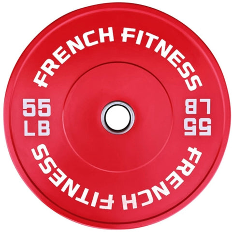 French Fitness Olympic Colored Bumper Plate 55 lbs (New)