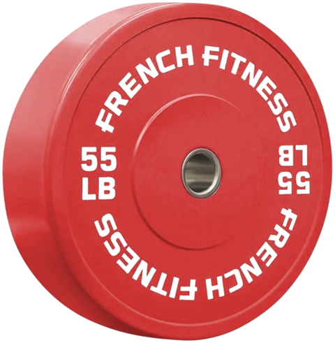 French Fitness Olympic Colored Bumper Plate 55 lbs (New)