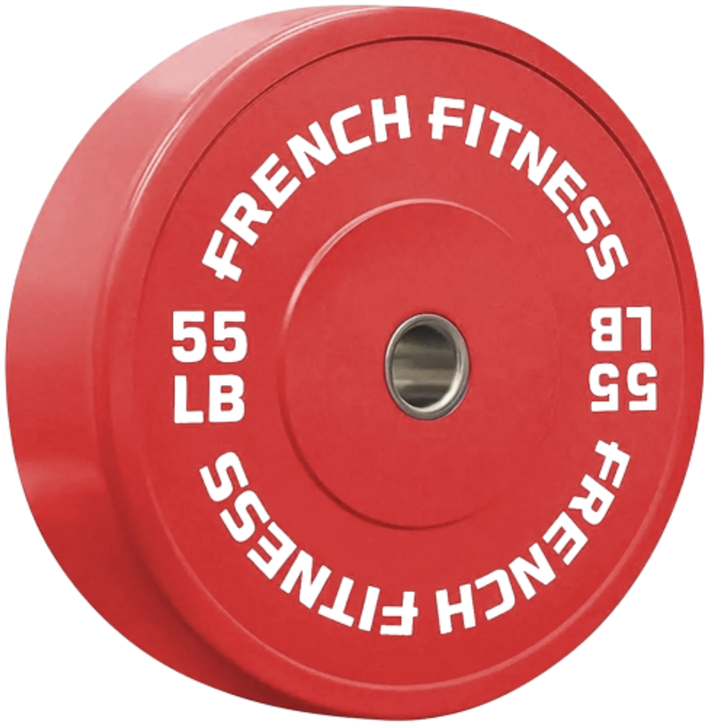 French Fitness Olympic Colored Bumper Plate 55 lbs (New)