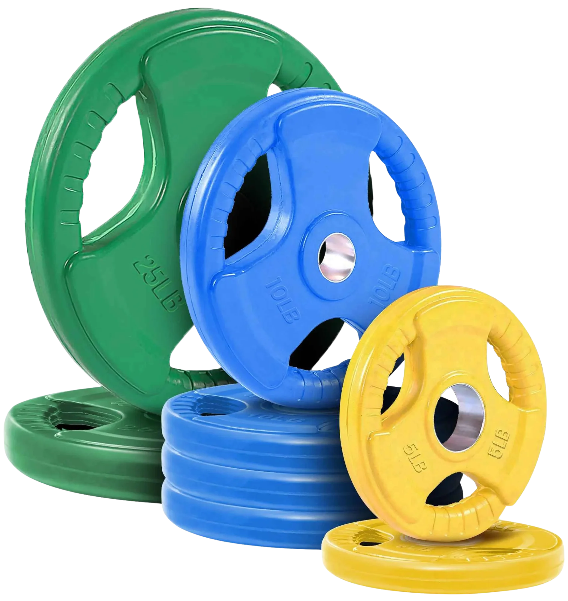 French Fitness Colored Rubber Grip Olympic Plate Set 100 lbs (New)
