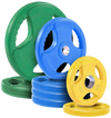 French Fitness Colored Rubber Grip Olympic Plate Set 100 lbs (New) Image