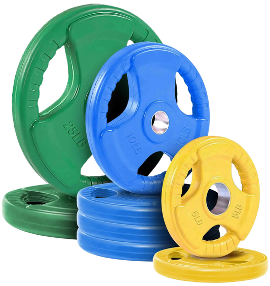 French Fitness Colored Rubber Grip Olympic Plate Set 100 lbs (New)