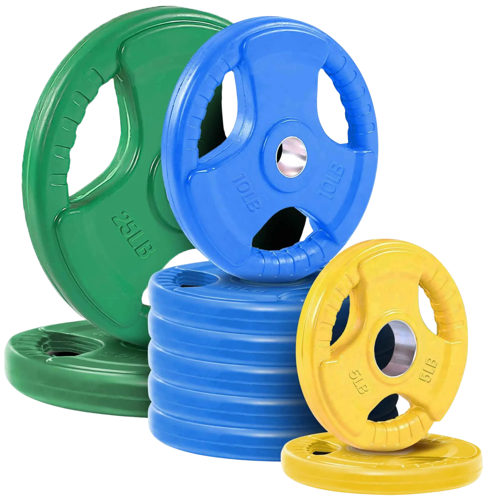 French Fitness Colored Rubber Grip Olympic Plate Set 120 lbs (New)