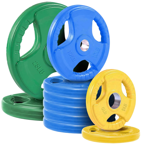 French Fitness Colored Rubber Grip Olympic Plate Set 120 lbs (New)