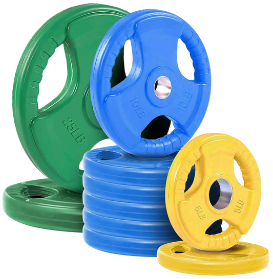 French Fitness Colored Rubber Grip Olympic Plate Set 120 lbs (New)