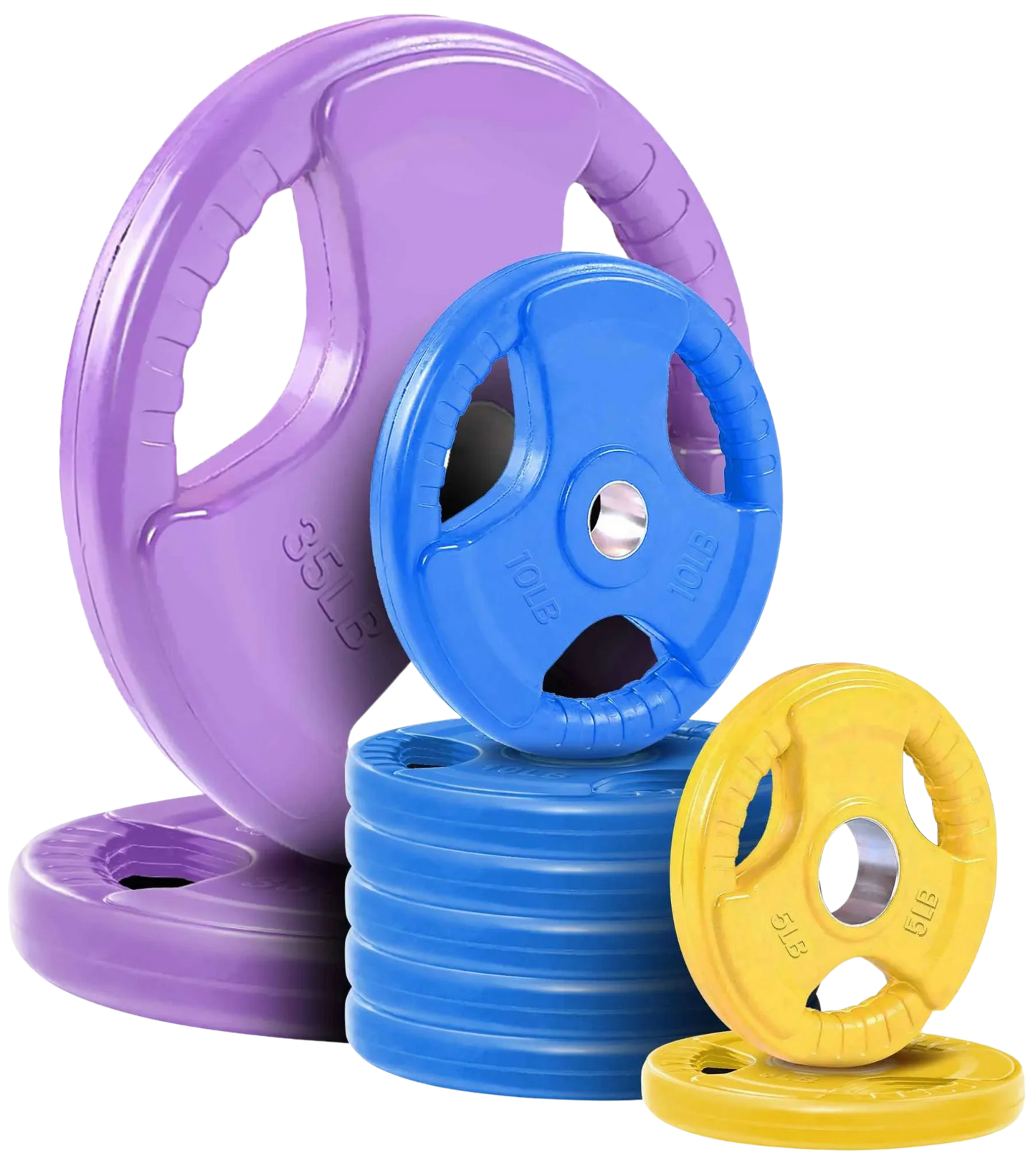 French Fitness Colored Rubber Grip Olympic Plate Set 140 lbs (New)