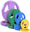 French Fitness Colored Rubber Grip Olympic Plate Set 170 lbs (New) Image