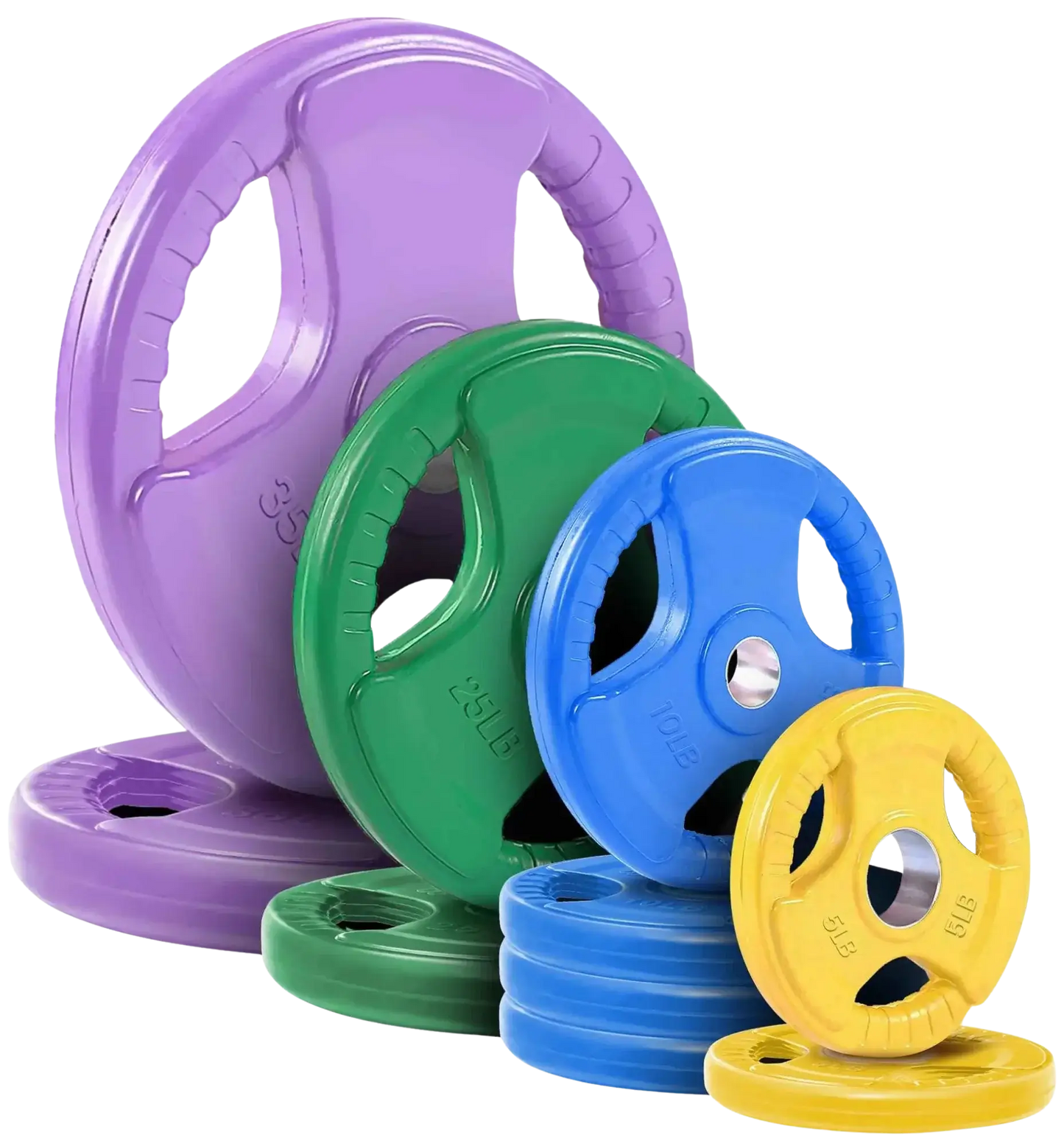 French Fitness Colored Rubber Grip Olympic Plate Set 170 lbs (New) Image