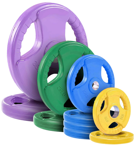French Fitness Colored Rubber Grip Olympic Plate Set 170 lbs (New)
