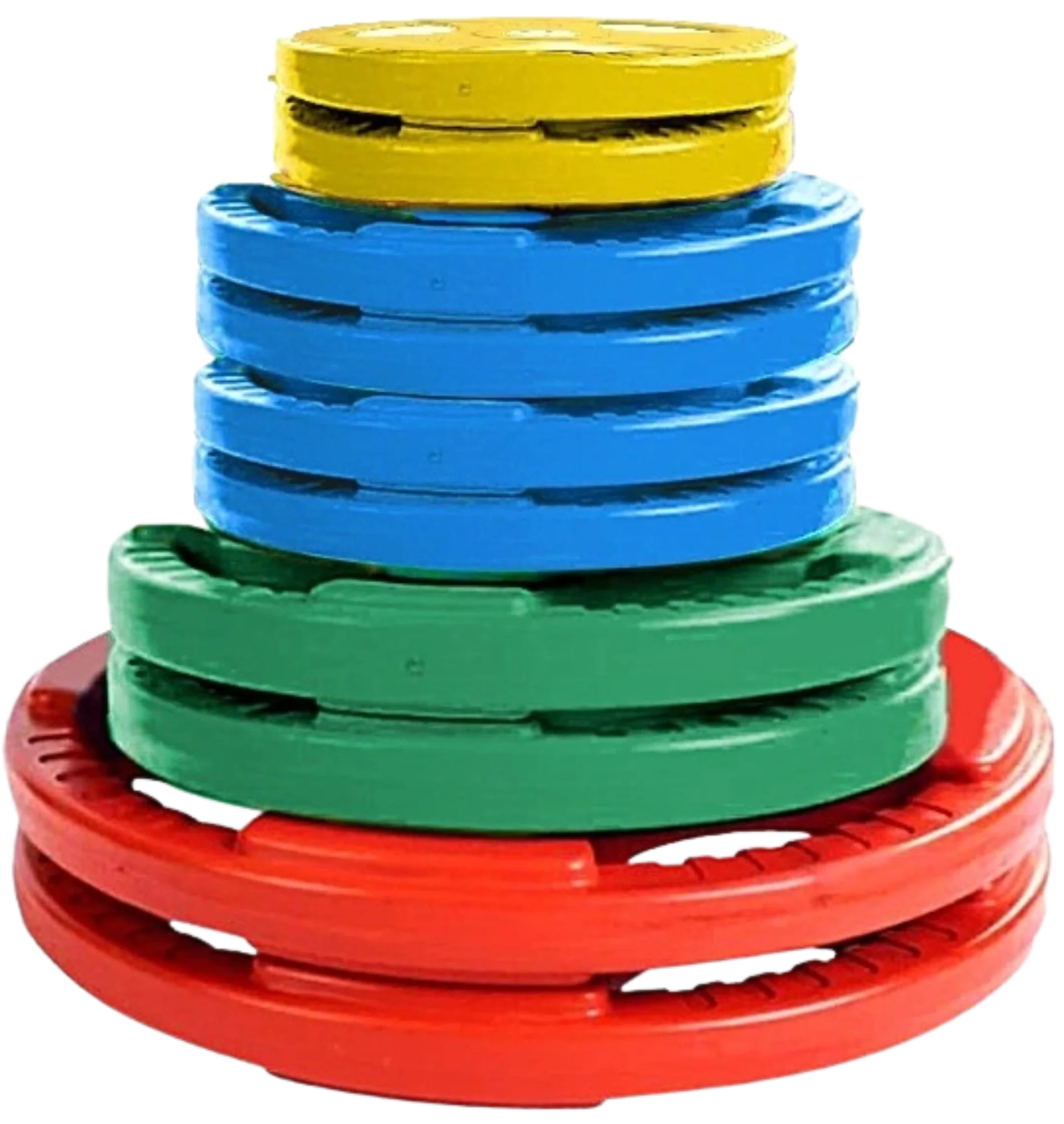 French Fitness Colored Rubber Grip Olympic Plate Set 190 lbs (New)
