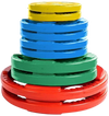 French Fitness Colored Rubber Grip Olympic Plate Set 190 lbs (New) Image