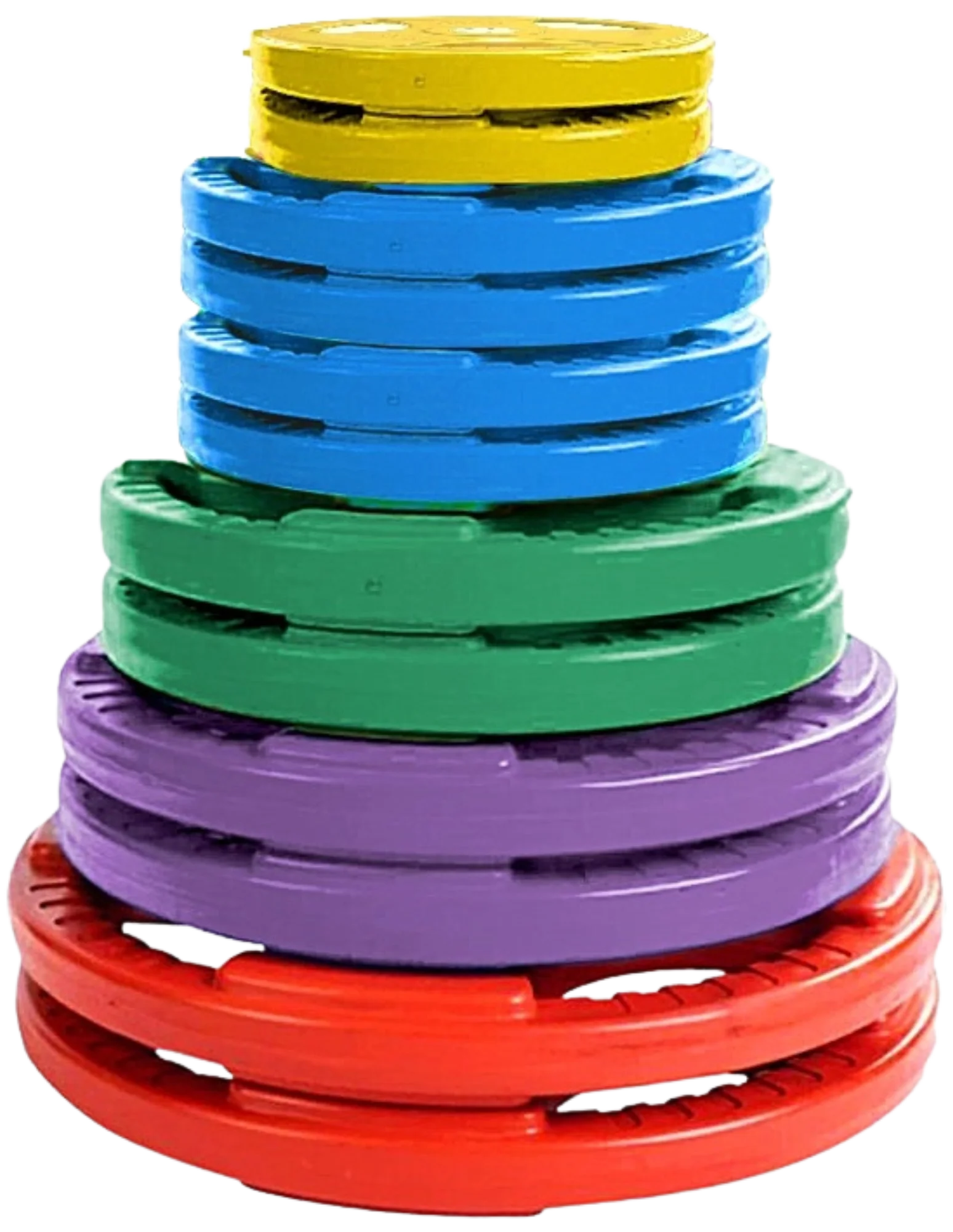 French Fitness Colored Rubber Grip Olympic Plate Set 260 lbs (New)