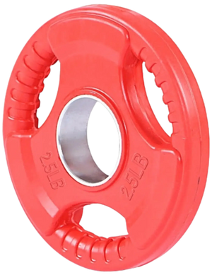 French Fitness Colored Rubber Grip Olympic Plate 2.5 lbs - Angled View