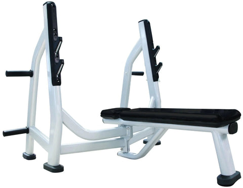 French Fitness Colored Rubber Grip Weight Plate Set w/7 ft Olympic Bar 305 lbs + Bench (New)
