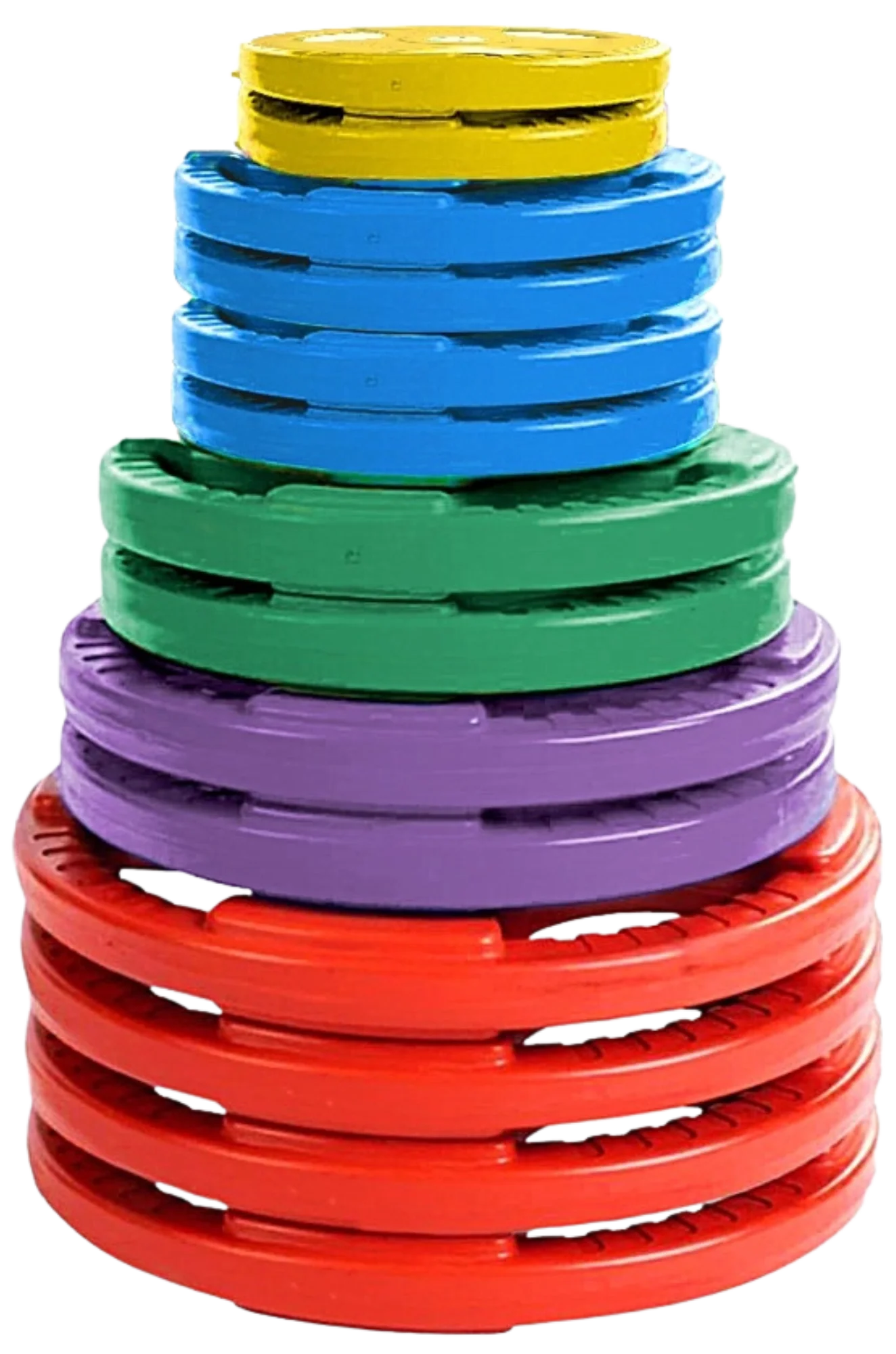 French Fitness Colored Rubber Grip Olympic Plate Set 350 lbs (New)